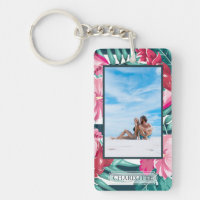 Foto personalizada Flores exóticas a rayas Monogra