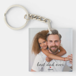 Llavero Foto personalizada l Mejor papá tipografía Corazón