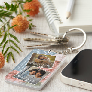 Llavero Foto personalizada Mejores Amigos Entonces Y Ahora