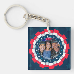 Llavero Foto personalizada militar de EE. UU., borde de ci
