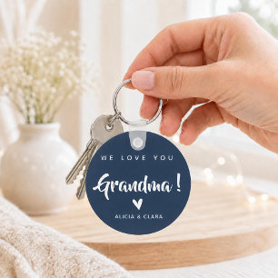 Llavero Foto personalizada TE AMAMOS ABUELA en azul marino
