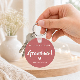Llavero Foto personalizada TE AMAMOS ABUELA en rosa