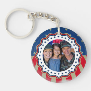 Llavero Foto personalizada USA Militar - Día del Veterano 