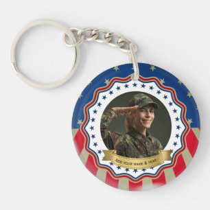 Llavero Foto personalizada USA Militar - Día del Veterano