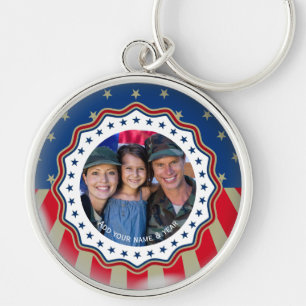 Llavero Foto personalizada USA Militar - Día del Veterano 