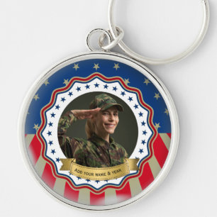 Llavero Foto personalizada USA Militar - Día del Veterano