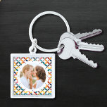Llavero Foto personalizado Moderna Colorida Personalizada<br><div class="desc">Personalizado Photo Modern Colorful Personalized Keychain presenta un colorido patrón geométrico moderno con tu foto favorita en el centro. FOTO TIP: céntrate tu foto antes de subir a Zazzle. Perfecto como regalo para mamá,  papá,  abuelos,  amigos,  familia y más. Diseñado por Evco Studio www.zazzle.com/store/evcostudio</div>