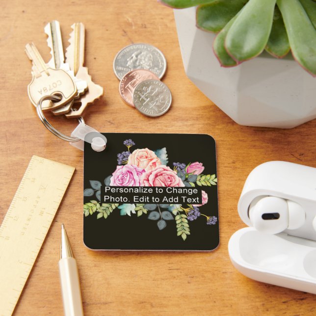 Llavero Foto personalizado Nombre del arte Monograma Cita  (Escritorio )