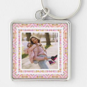 Llavero Foto personalizado Pastel Rosa Feliz Día Verde de