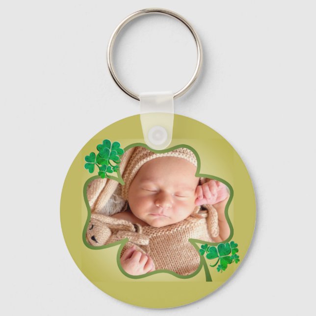 Llavero Foto personalizado St. Patrick's 4Leaf Shamrock (Anverso)