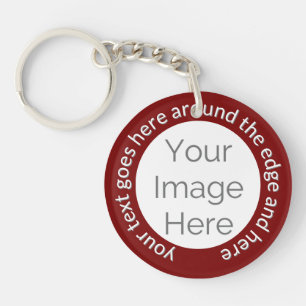Llavero Foto personalizado - Texto en un círculo sobre roj