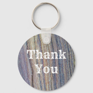 Llavero Foto Rustic Woodgrain, banda vertical, gracias