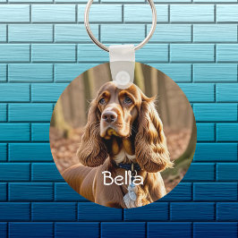 Llavero Foto y acuarela Cocker Spaniel Personalizar