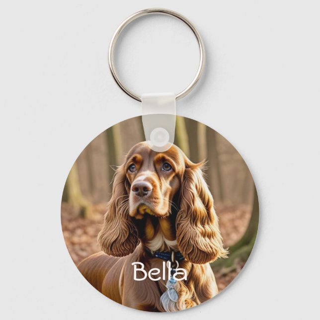 Llavero Foto y acuarela Cocker Spaniel Personalize (Anverso)