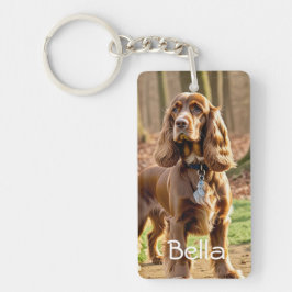 Llavero Foto y acuarela Cocker Spaniel Personalize