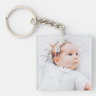 Llavero Foto y datos de bebé contemporáneos simples