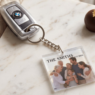 Llavero Foto y nombre de familia personalizados en acrílic
