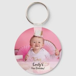Llavero Foto y nombre de la niña en su primer cumpleaños