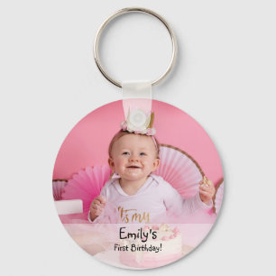 Llavero Foto y nombre de la niña en su primer cumpleaños