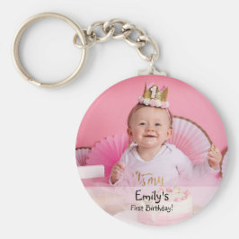 Llavero Foto y nombre del primer cumpleaños de la bebé