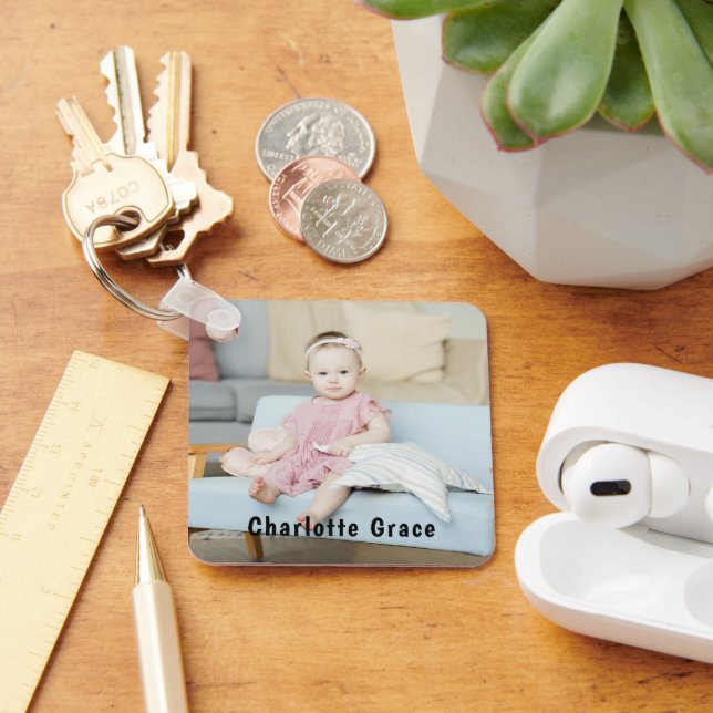 Llavero Foto y nombre personalizados del Personalizado DIY (Escritorio )