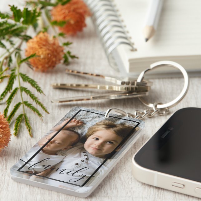 Llavero Foto y texto personalizados (Frente Derecha)