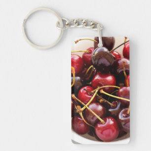 Llavero Fotografía de cerezas rojas frescas en un tazón