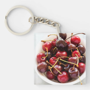 Llavero Fotografía de cerezas rojas frescas en un tazón