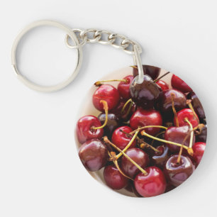 Llavero Fotografía de Cerezas Rojas Frescas en un Tazón