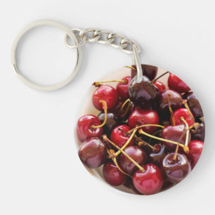 Llavero Fotografía de cerezas rojas frescas en un tazón