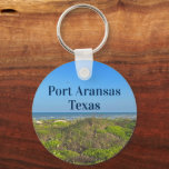 Llavero Fotografía de hierba de playa de Port Aransas Texa<br><div class="desc">Bonita fotografía oceánica del césped de playa de Port Aransas y dunas de arena en Texas. Un gran regalo para un texano que ama la isla de Mustang en verano. Un recuerdo de un viaje costero de un hermoso día.</div>