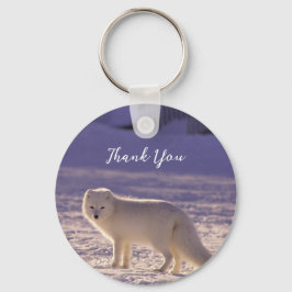 Llavero Fotografía de invierno de la nieve de Fox blanca