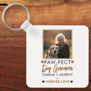 Llavero Fotografía de la abuela del perro con texto simple