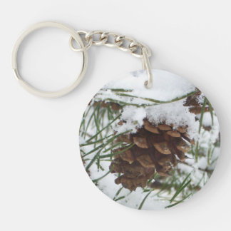 Llavero Fotografía de la naturaleza de la nieve de Pine Co
