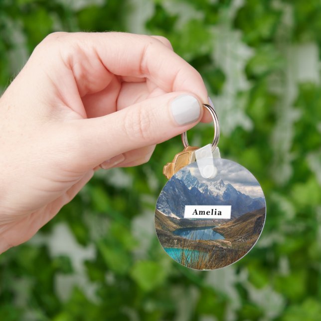 Llavero Fotografía de Montañas Alpinas Escénicas (Mano)