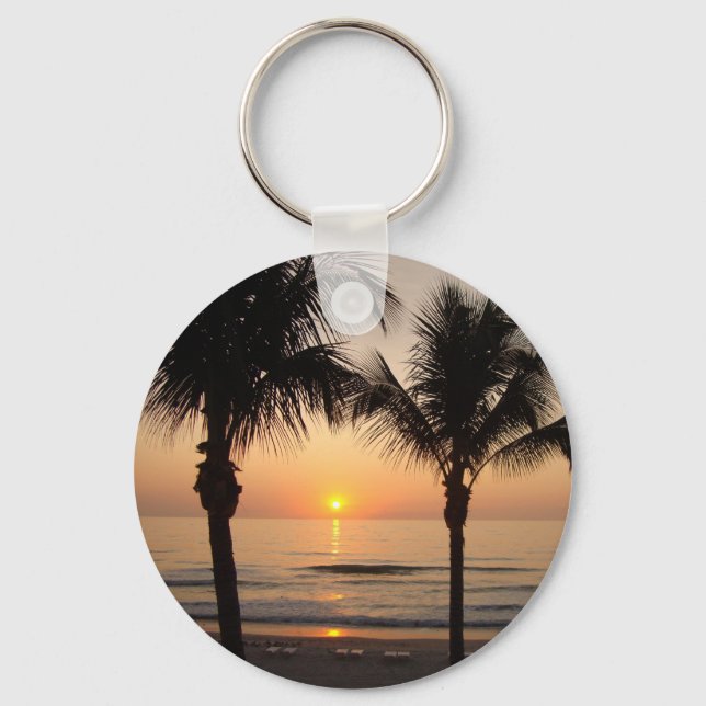 Llavero Fotografía del atardecer de playa Naturaleza Tecla (Anverso)