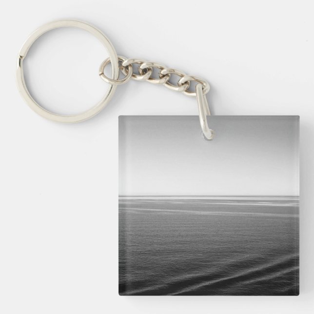 Llavero Fotografía en blanco y negro del océano de terciop (Frente)