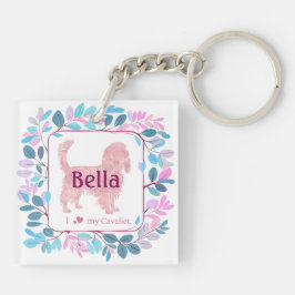 Llavero Fotomontaje rosa pastel personalizado del cavalier
