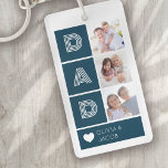 Llavero Fotos del corazón azul de papá en el día del padre<br><div class="desc">El regalo perfecto para el Día del Padre</div>