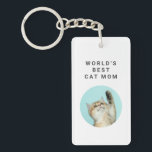 Llavero Fotos graciosas de la mejor Personalizado de gatos<br><div class="desc">La mejor Personalizado de gatos del mundo: la cadena de fotos de dos Mascotas</div>
