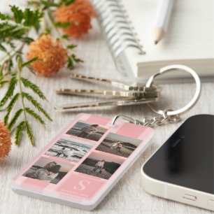 Llavero Fotos personalizadas polvorientas rosa beis rosa