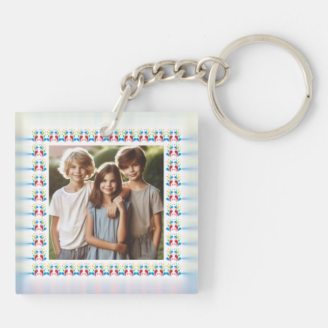 Llavero Fotos personalizadas y una divertida y colorida fr (Atrás)