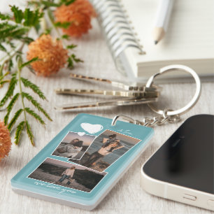 Llavero Fotos Simples Personalizadas en Azul Turquesa Acuá
