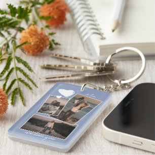 Llavero Fotos Simples Personalizadas en Azul Violeta Lavan