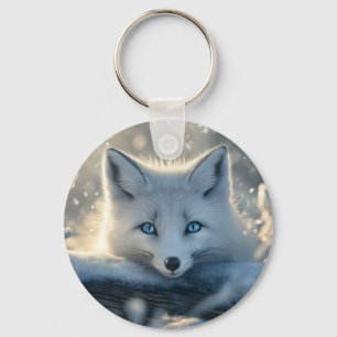 Llavero Fox ártica con ojos azules mesmerizadores