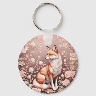 Llavero Fox con floral rosada de ensueño
