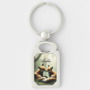 Llavero Fox Cuddle en un bosque contaminado personalizado