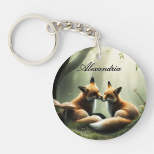 Llavero Fox Cuddle en un bosque contaminado personalizado