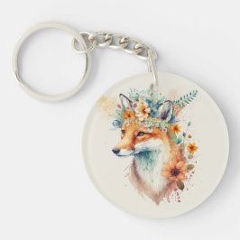 Llavero Fox Flower Crown Watercolor                       