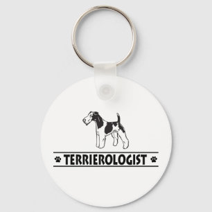 Llavero Fox Terrier, con cabello rondado y humorístico